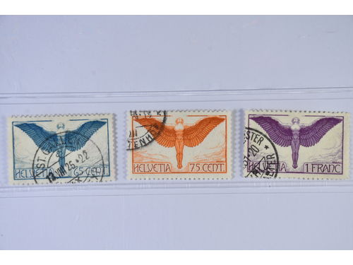 Switzerland. Michel 189x–91x used, 1924 Air mail SET ordinary paper (3). EUR 150