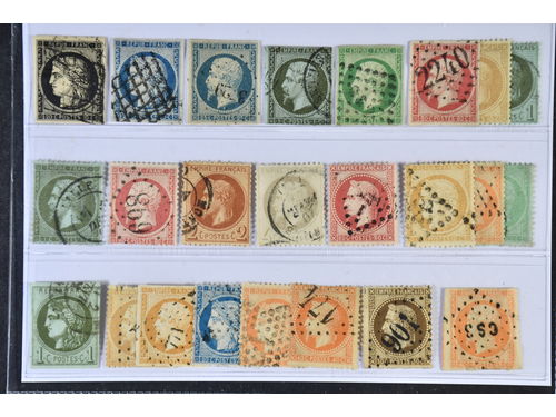 France. Used 1849–1870. All different, e.g. Mi 3-4, 9-11, 16, 18, 23, 25-26, 31, 33, 36. Mostly good quality. Mi € 860 (24)