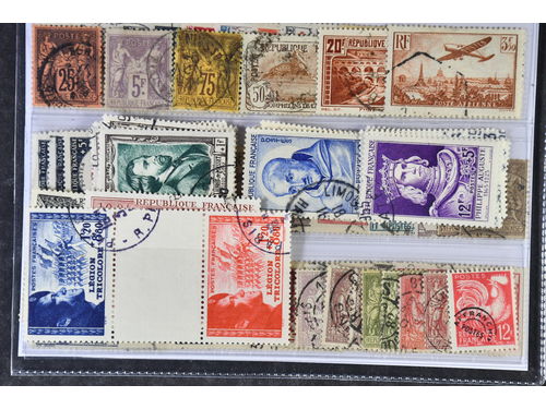 France. Used 1876–1955. All different, e.g. Mi 74, 76, 82, 149, 242, 310, 576-77, 865, 886-88, 909-14, 965-70, 1053-58. Mostly good quality. Mi € 809 (Appr 50)