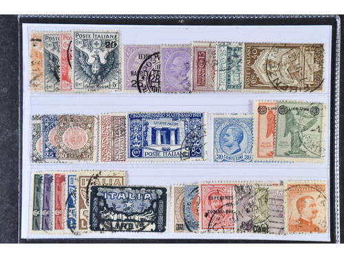 Italy. Used 1915–24. All different, e.g. Mi 120-23, 127-28, 138-43, 157-59, 174, 177-82, 201-02. Mostly good quality. Mi € 687 (31)