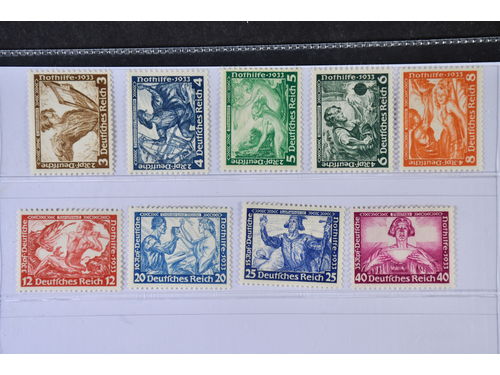 Germany, Reich. Michel 499–507 ★, 1933 Charity – Opera SET cheapest perf (9). Certicicate on Mi 505 + 507. EUR 300