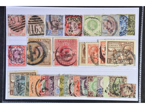 Britain. Used 1867–1925. All different, e.g. Mi 28, 47, 95–97, 112–13, 115–16, 141–42 III, 168–69. Mostly good quality. Mi € 838 (35)