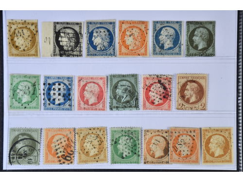 France. Used 1849–1862. All different, e.g. Mi 1a, 3-4, 5a, 9-11, 14, 16, 18, 23, 25. Mostly good quality. Mi 1769 (19)