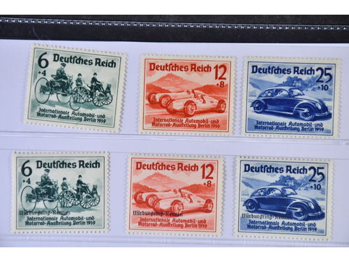 Germany, Reich. Michel 686–88+695–97 ★★, 1939 NÜRBURGRING-RENNEN without and with overprint SET (6). EUR 410