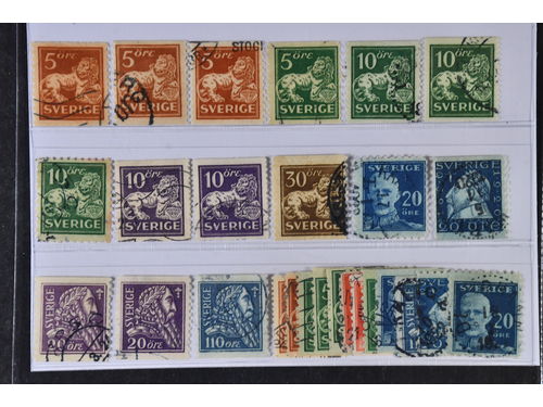 Sweden. Used 1920–1936. Coil stamps. All different, e.g. F 141bz, 142Abz+Acc, 143Acc, 144Acc+Ccx+Ecx, 145E+Ecx, 148Acx, 151Cbz, 152Acx, 153, 153bz, 154bz. Mostly good quality. F SEK 6995 (27)