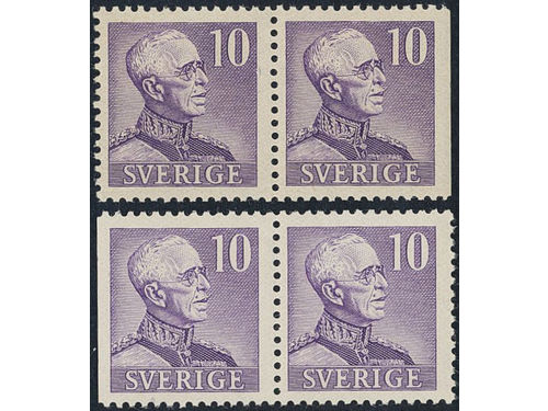 Sweden. Facit 273BC/CB ★★, 1939 Gustaf V large numerals 10 öre pair perf 4+3 and 3+4. SEK 3600