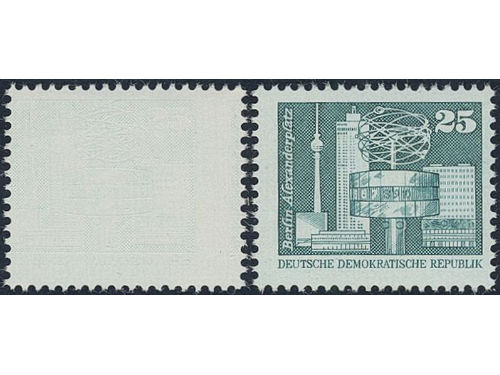Germany, GDR (DDR). Michel 2521F ★★, 1980 Construction 25 pf blue-green. Missing blue-green colour. Cert Mayer.