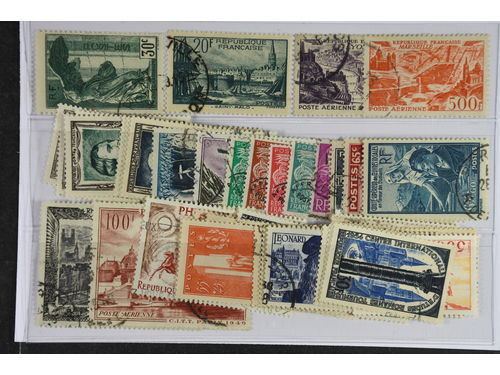France. Used 1936–64. All different, e.g. Mi 359, 415, 863-65, 909-14, 948-53, 990, 1277, 1480. Mostly good quality. Mi € 596 (Appr 50)