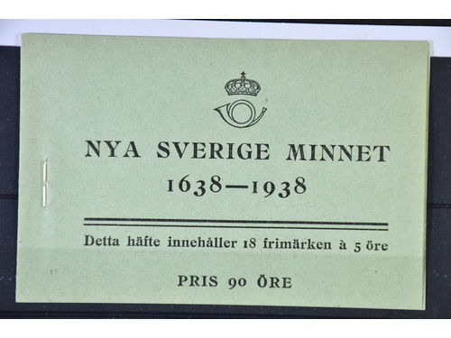 Sweden. Booklet Facit H34BC, 1938 New Sweden 18 × 5 öre green, perf on 3+4 sides. SEK 2250