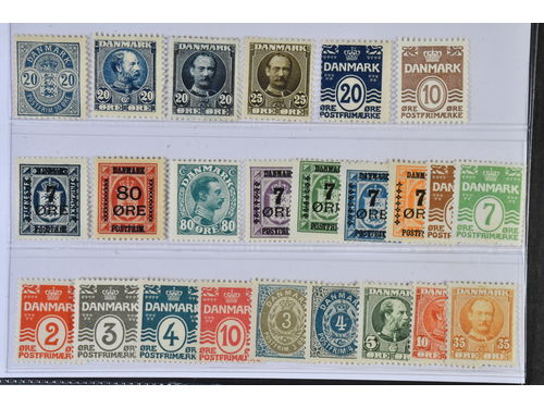 Denmark. Mostly ★★ 1895–1928. All different, e.g. F 60, 65, 71-72, 83, 111, 123, 130, 159. Mostly good quality. F SEK 5115 (24)