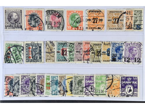 Denmark. Used 1904–1928. All different, e.g. Mi 67, 144, 162, 164, 191-92, 199-200. Mostly good quality. F SEK 6045 (33)