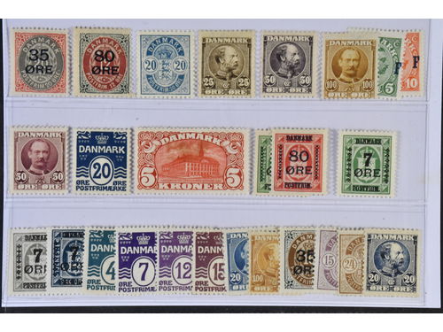 Denmark. ★ 1904–1926. All different, e.g. F 48-49, 60, 66-67, 74-75, 83, 121 (ugly), 122-23, 127, 168-69. Mostly good quality. F SEK 8420 (26)