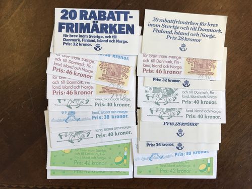 Sweden. Discount stamp booklets. 20 booklets 1981–1990.