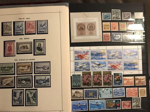 Iceland. Mostly ★★. Collection 1902–1990 in Facit album, well-filled ** from 1956. Also stockbook with **/o dupl. 1902–ca. 2000. (1500)