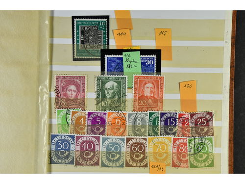 Germany, mixed. Collection mostly used 1940–1970 in three smaller album with stamp mounts. Collection Germany with many states, Baden, Wurtenberg, Saar, etc. Mostly fine quality. (1500)