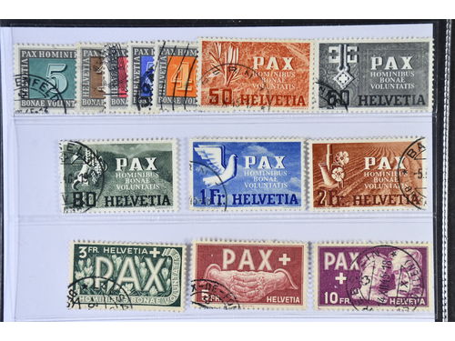 Switzerland. Michel 447–59 used, 1945 PAX SET (13). EUR 1000