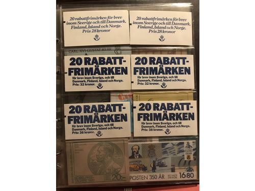 Sweden. Face value. Two binders with stamps and booklets mostly 1970´s-80´s incl. six Discount booklets 1981-86. Face value > 3200.