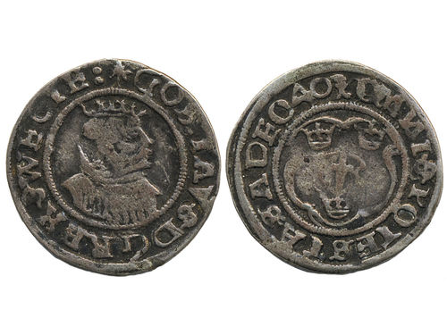 Coins, Sweden. Gustav Vasa, SM 154b, 2 öre 1540. 2.62 g. Västerås. SMB 142. 1?/1.