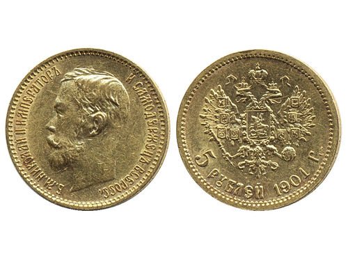 Coins, Russia. Nicholas II, KM 62, 5 roubles 1901. VF-XF.