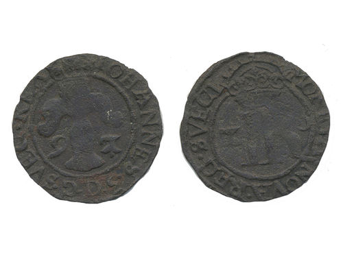 Coins, Sweden. Johan III, SM 79, 2 öre 1592/1. 2.71 g. Stockholm. SMB 71. 1.