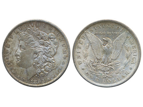 Coins, U.S.A. KM 110, 1 dollar 1883 O. XF.