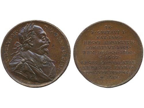 Medals, regal, Sweden. Karl IX, Hild. 48, ND. Bronze medal, 33 mm, 14.06 g. 