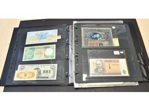 Banknotes, ALL WORLD. One album with 48 banknotes, mixed quality.  .