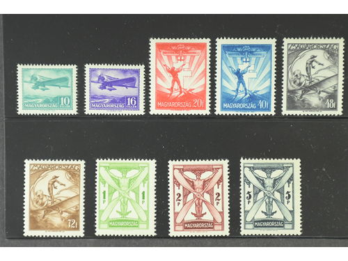 Hungary. Michel 430–37, 467–70, 502–10 ★★, Air mail sets 1927, 1930 and 1933 in pristine quality. EUR 470