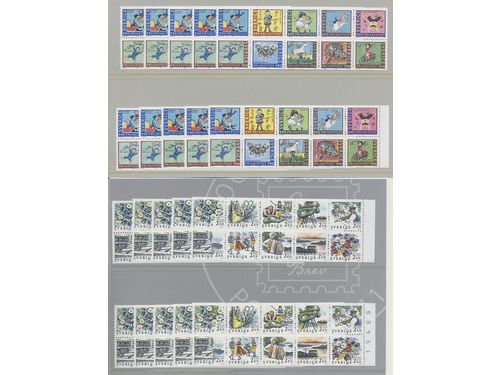 Sweden. Discount stamp booklets, lot 1987–1990. Four hundred discount stamps in blocks of ten (equal to twenty booklets). The entire lot is presented at www.philea.se. (400)