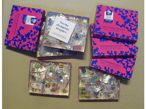 Pins, Norway. Four boxes with 171 pins from the olympics in Lillehammer 1994, unc.