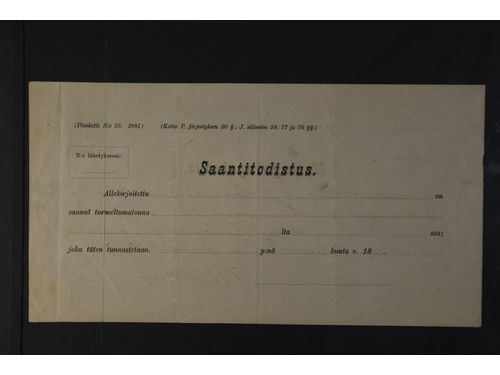 Finland. Postal stationery  Return receipt 25 penni straight line GAMMELBY and TAMMERFORS 4.5.93.