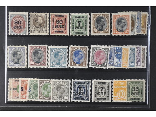 Denmark. ★ 1904–1928. All different, e.g. F 49, 66, 123, 127, 141, 144, 150B, 154, 159, 161–62. Mostly good quality. SEK 5335 (30)