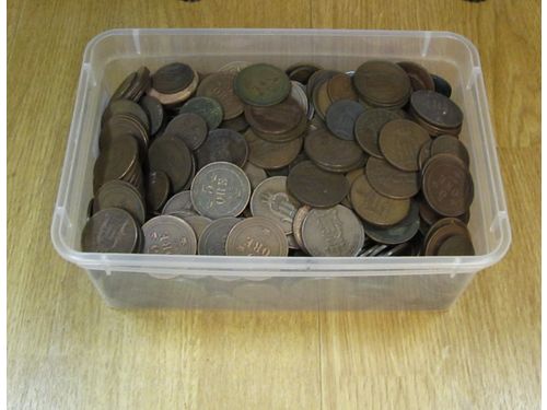 Coins, Sweden. Oskar II, 4649 g. 1, 2 and 5 öre 1873–1907, mixed quality.