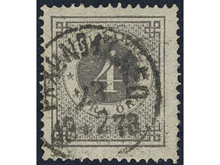 Sweden, Sverige, Sverige, Sverige. Facit 18a used, 4 öre dark grey. Superb cancellation …