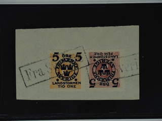 Sweden. Facit 116, 118 used , 5+FEM/3 and 5+TIO/6 öre on cut piece cancelled with Danish …