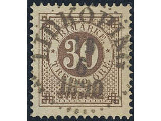 Sweden. Facit 47f used, 30 öre orange-brown. EXCELLENT cancellation LIDKÖPING 10.6.1890.