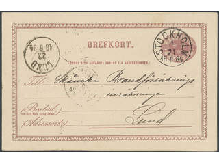 Sweden. Postal stationery, double postcard Facit bKd5B+B , Reply card 6+6 öre with the …