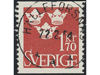 Sweden. Facit 304 used , 1951 Three Crowns 1.70 Kr red. EXCELLENT cancellation …
