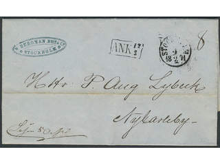 Finland. Prephilately. Folded letter sent from STOCKHOLM 4.2.1871 to Nykarleby. Arrival …