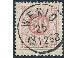 Sweden. Facit 36e used , 50 öre rose. EXCELLENT cancellation WEXIÖ 25.12.1883. One …