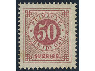 Sweden. Facit 36b ★, 50 öre carmine-rose. Superb example with EXCELLENT centering. The …