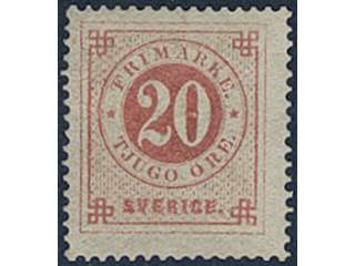 Sweden. Facit 22d ★, 20 öre pale red. A few somewhat short perfs, otherwise very fresh. …