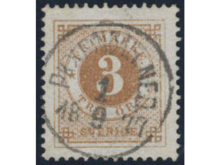 Sweden, Sverige, Sverige, Sverige. Facit 28a used, 3 öre yellowish orange-brown. …