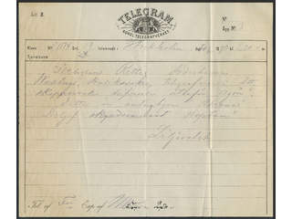 Sweden. Postal documentation. Telegraphic business. Telegram, Stockholm 30.10.1890, with …
