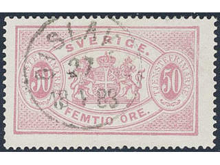 Sweden. Official Facit Tj9d used , 50 öre carmine-rose, perf 14, yellowish paper. …