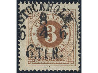 Sweden, Sverige, Sverige, Sverige. Facit 17d used, 3 öre orange-brown on yellowish …