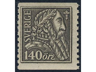 Sweden, Sverige, Sverige, Sverige. Facit 155bBz ★★, 1921 Gustaf Vasa 140 öre olivish …