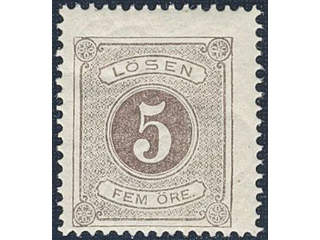 Sweden. Postage due Facit L3 ★★ , 5 öre brown, perf 14. Fresh copy. SEK 1700