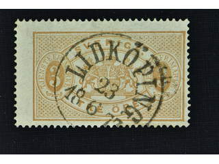 Sweden. Official Facit Tj1c used , 3 öre grey-brown, perf 14 with cancellation LIDKÖPING …