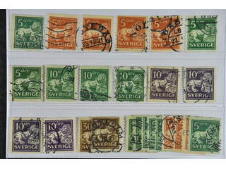 Sweden. Used 1920–34. St. Lion. All different, e.g. F 140Ccx, 141bz, 142Abz+Acc+Ecxz, …